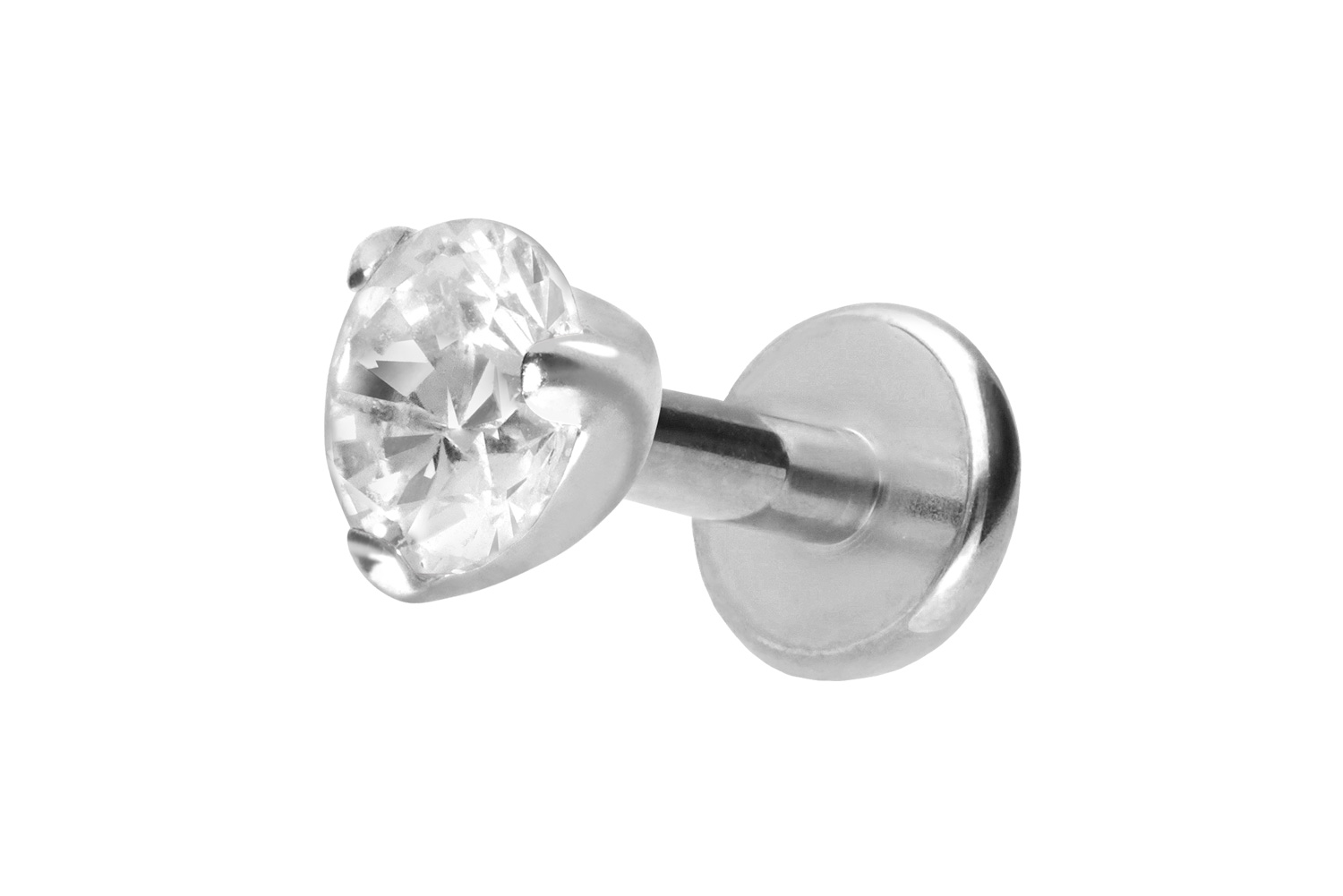 Titan Labret Piercing mit Innengewinde EINGEFASSTER KRISTALL